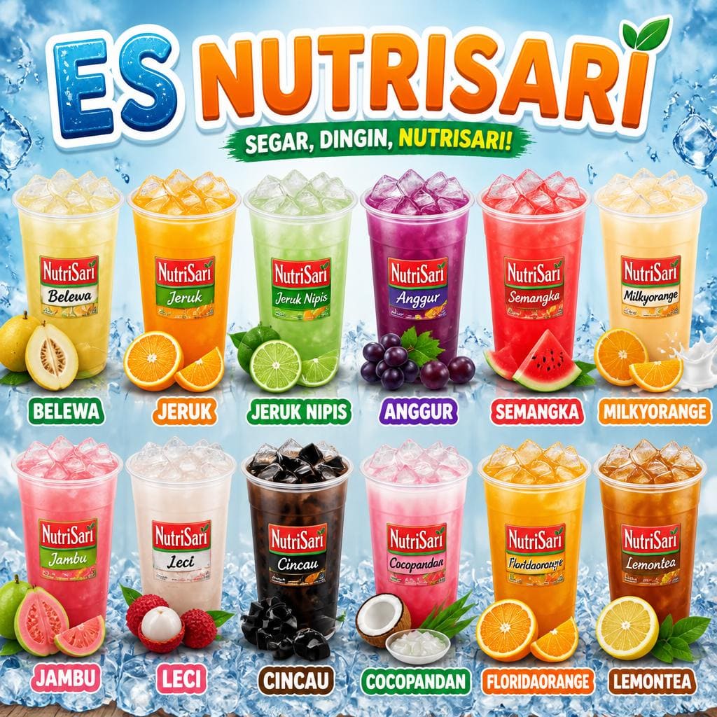 ES NUTRISARI Warkop Fresh dengan pilihan rasa buah segar